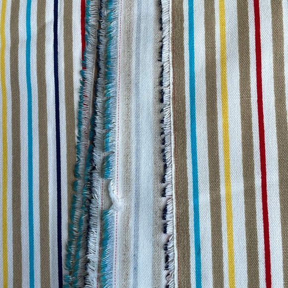 Taupe, white, multi color striped sewing fabric, soft canvas 60" wide, 2 yards - Picture 2 of 4